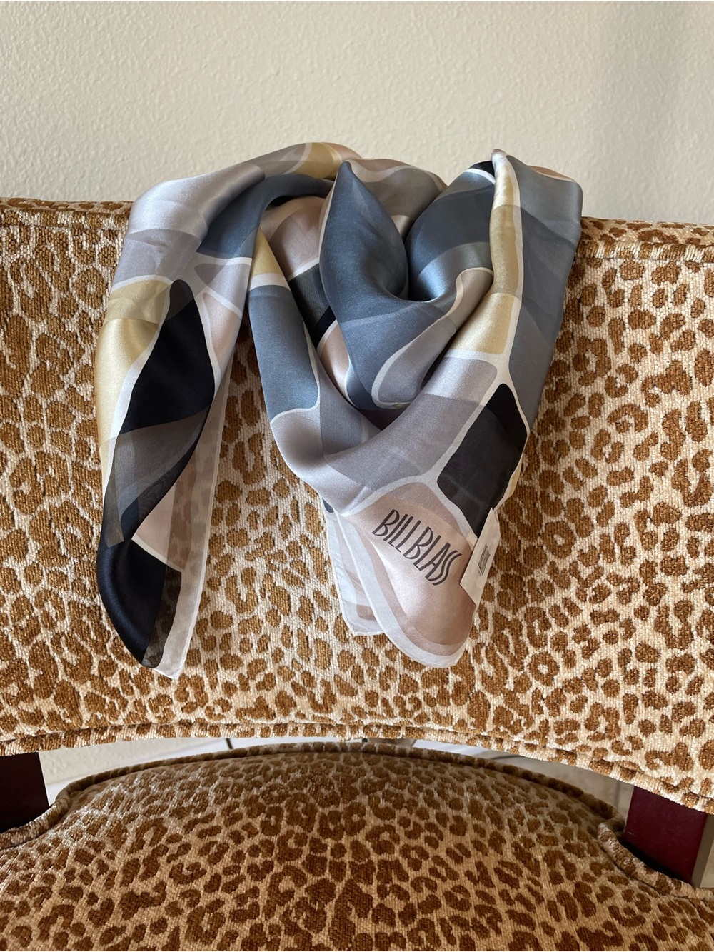 Bill Blass Abstract Silk Scarf 34”x34”